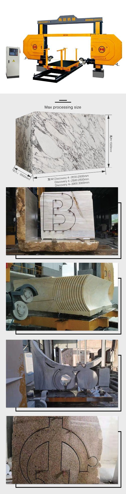 Blok Taş Ocağı ve Döşeme Kesme İçin CNC Elmas Tel Testere Makinesi 0