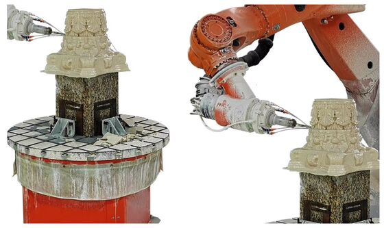 6 Eksenli CNC Robot Taş Kesme Makinesi 3100mm'ye kadar büyük ölçekli oyma için Interpolated Control ve BT40 Spindle ile