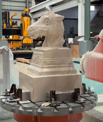 6 Eksenli CNC Robot Taş Kesme Makinesi 3100mm'ye kadar büyük ölçekli oyma için Interpolated Control ve BT40 Spindle ile