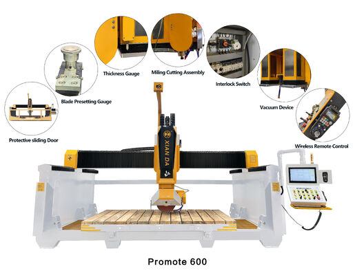 Taş İşleme ve 3200x2000mm Maksimum Boyut İçin DDX Sistemli Otomatik 5 Eksen Köprü Kesme Makinesi