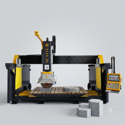 360° Bıçak Dönüşlü ve 3200x2000mm İşlem Alanlı 5 Eksen CNC Köprü Testere Kesme Makinesi (Taş İşleme İçin)